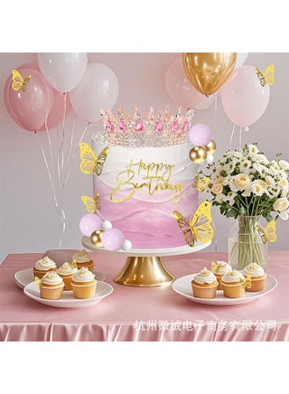 مجموعة 40 قطعة من زينة كعكة عيد الميلاد السعيد، مجموعة زينة كعكة عيد ميلاد سعيد، شموع على شكل تاج، شموع فراشات ذهبية، لتزيين الكيك والخبز والزفاف وأعياد الميلاد - view 4